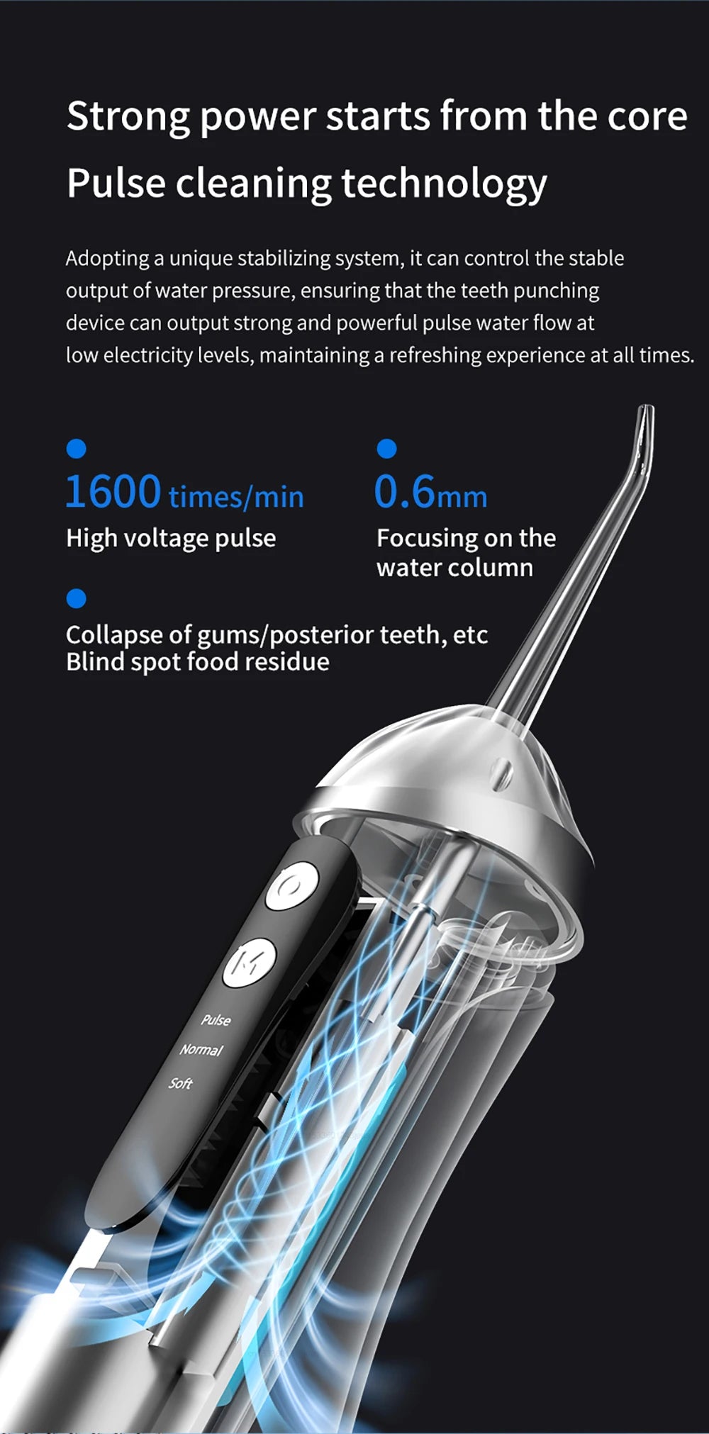 Dental Oral Irrigator Water Flosser for Teeth Portable Dental Water Jet Rechargeable High Pressure Electric Dental Irrigator