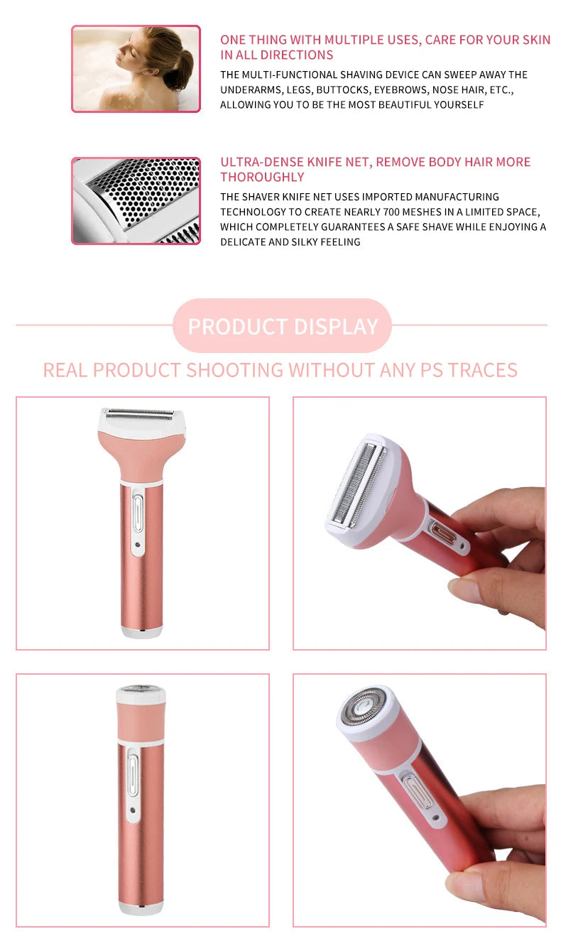 4 in 1 Body Hair Removal Epilator Armpit Hair Bikini Hair Leg Hair Pubic Hair Electric Razor Clipper Shaver Trimmer Women
