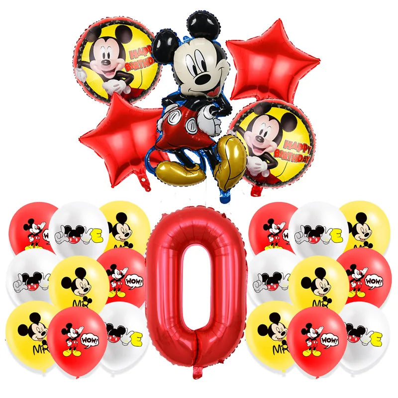 Mickey Mouse Birthday Decoration  Kids Balloons Disposable Tableware Banner Cups Pendant Baby Shower Supplies Kid Gift