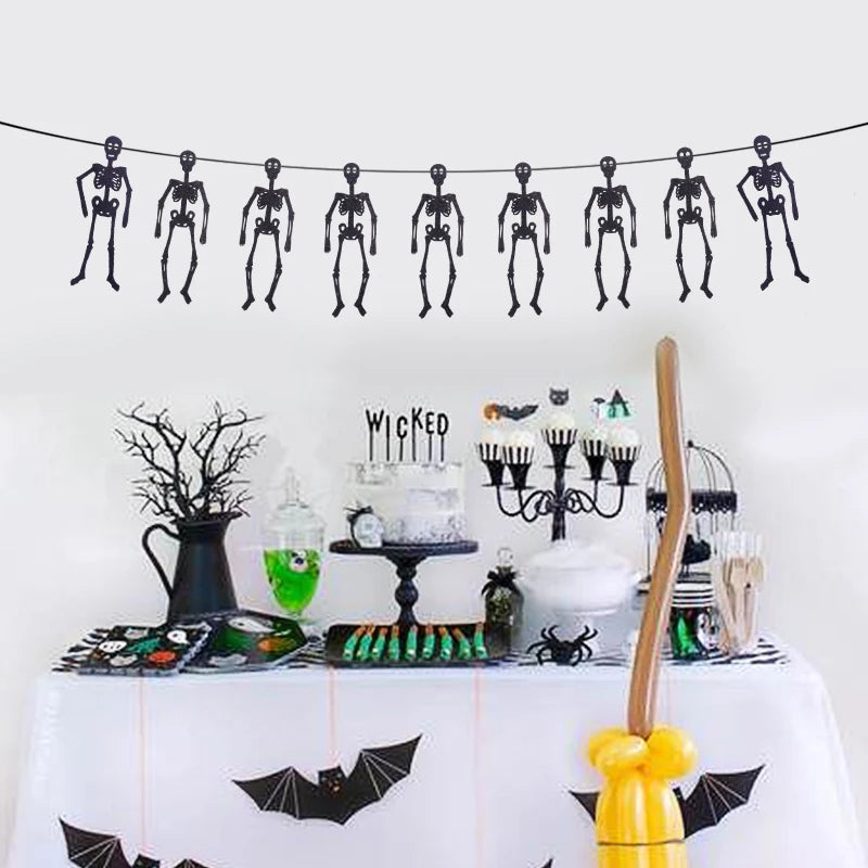 Halloween Party Hanging Banner Garlands Pumpkin Ghost Bat Spider Bunting Paper Banner Halloween Party Home Decorations Props