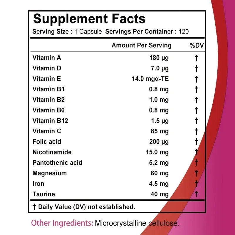 Women's Multivitamins & Minerals - Enhances Energy Levels, Anti-aging, Promote Healthy Hair, Skin and Nails