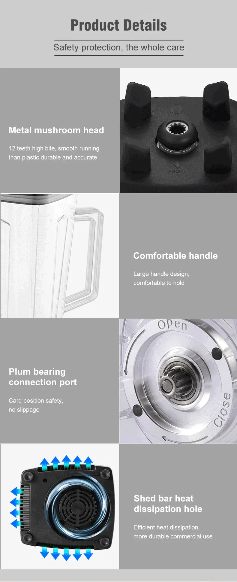 220V 2000W Heavy Duty Commercial Blender Juicer Fruit Mixer Professional High Power Food Processor Ice Smoothies BPA Free 2L Jar