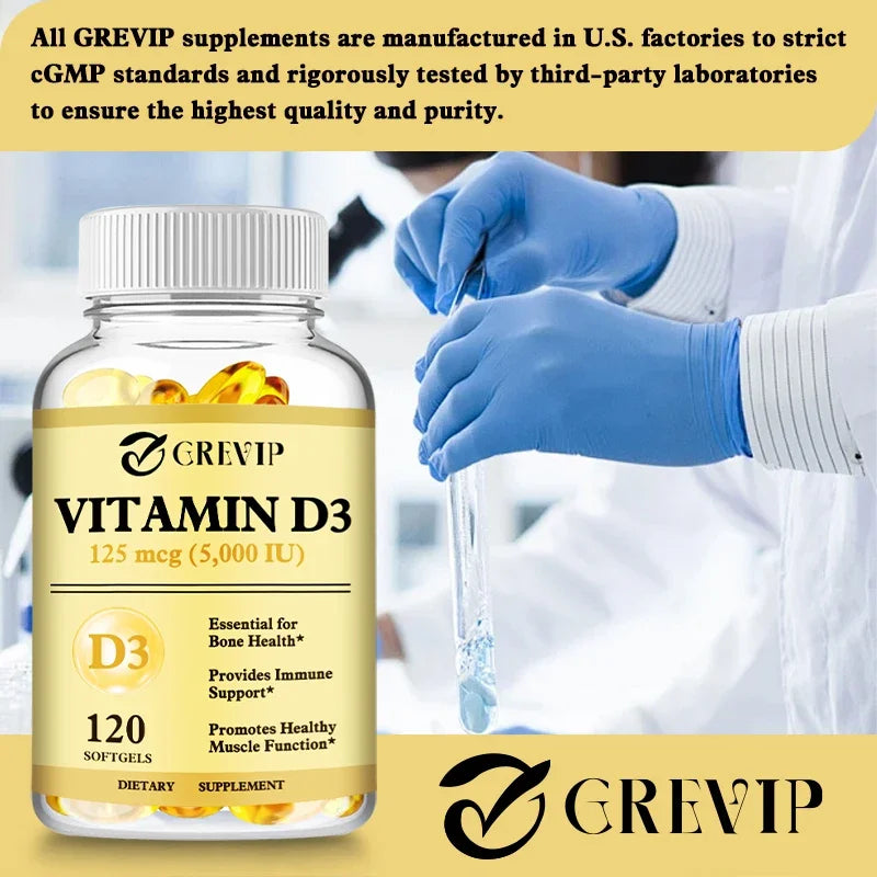 Vitamin D3 - Maintains Strong Bones and Teeth, Enhances Immunity, and Supports Muscle Growth