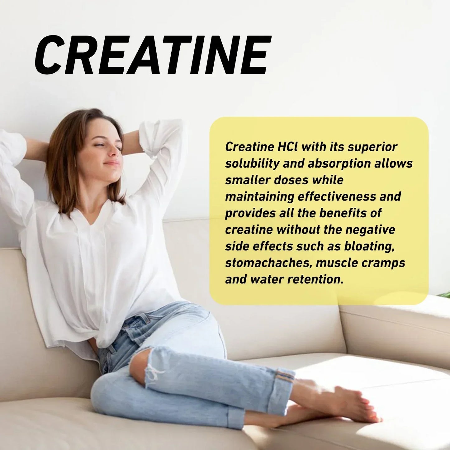 Creatine HCl - Boost Muscle Strength and Energy Support Muscle Growth, Endurance, Enhances Immunity