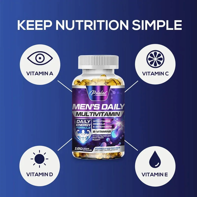 Men's Daily Multivitamin Supplement - Supports Brain and Immune Health, Boosts Energy, Relieves Anxiety, Improves Endurance