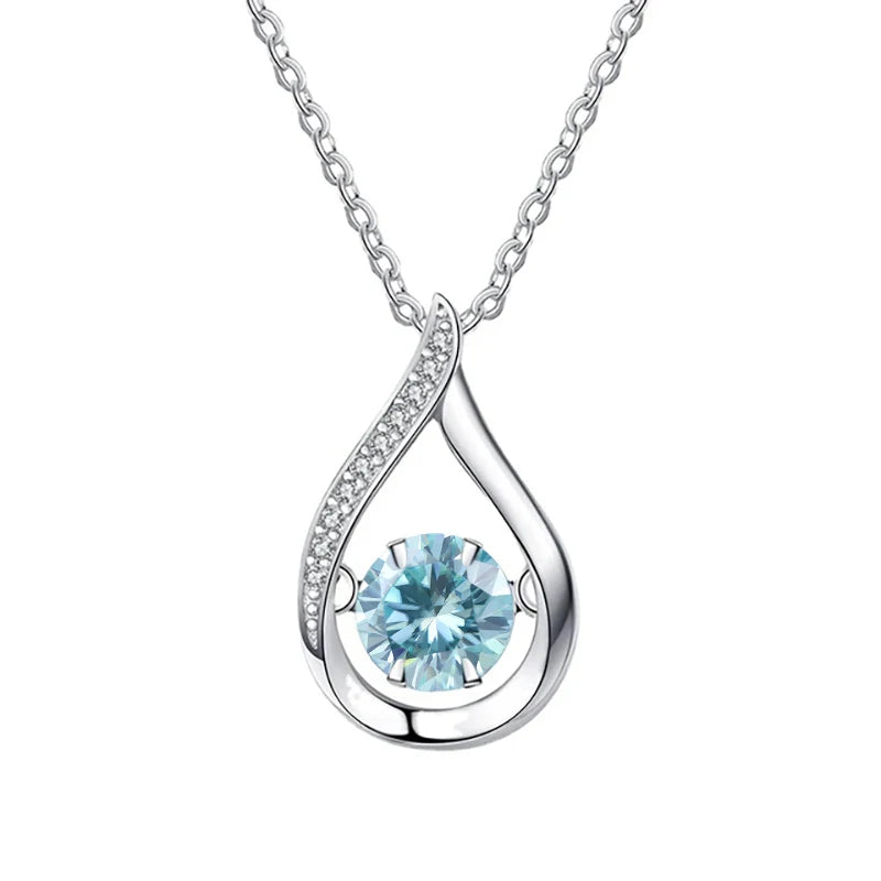 1CT Pass Tested GRA certified Moissanite Pendant Necklace for Women Sterling 925 Silver Lab-created Diamond Pendant with O-chain