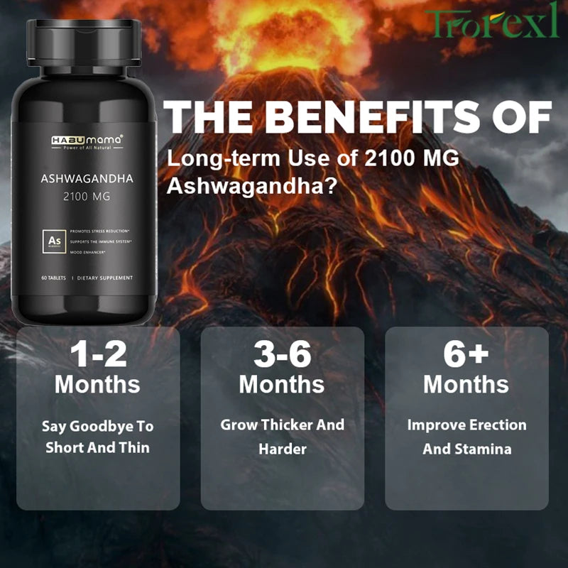 Organic Ashwagandha 60 Capsules Men Enhancing Supplement ,Natural Energy & Stamina Booster,Promotes Size
