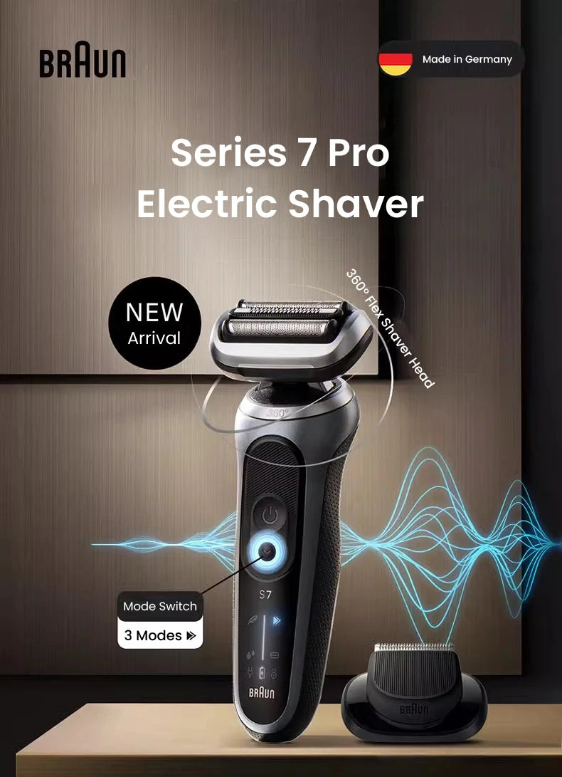 Original Braun Series 7 Pro Electric Shaver Rechargeable Men Razor 3 Modes Precision for Face Clean
