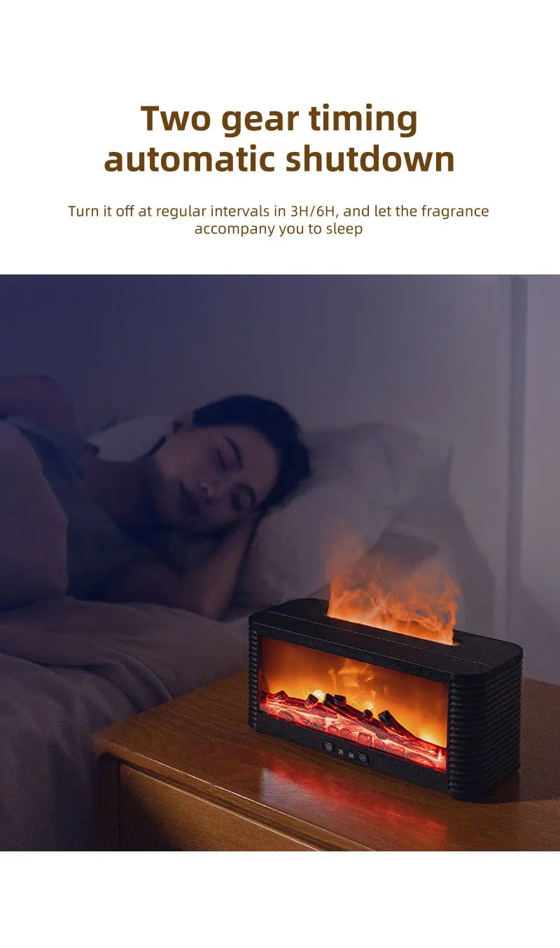 Air Humidifier Flame Fireplace Aroma Essential Oil Diffuser 250ml Desktop Air Diffuser Essential Oil with Timed Colorful Light