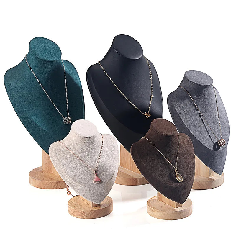 New High Quality Model Bust Show Exhibitor Velvet Jewelry Display Necklace Pendants Mannequin Jewelry Stand Organizer Colors