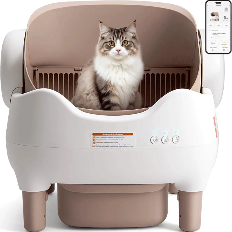 PetPivot Autoscooper 11 Open-Top Self-Cleaning Cat Litter Box，Odor-Free Waste Disposal includes Trash Bags