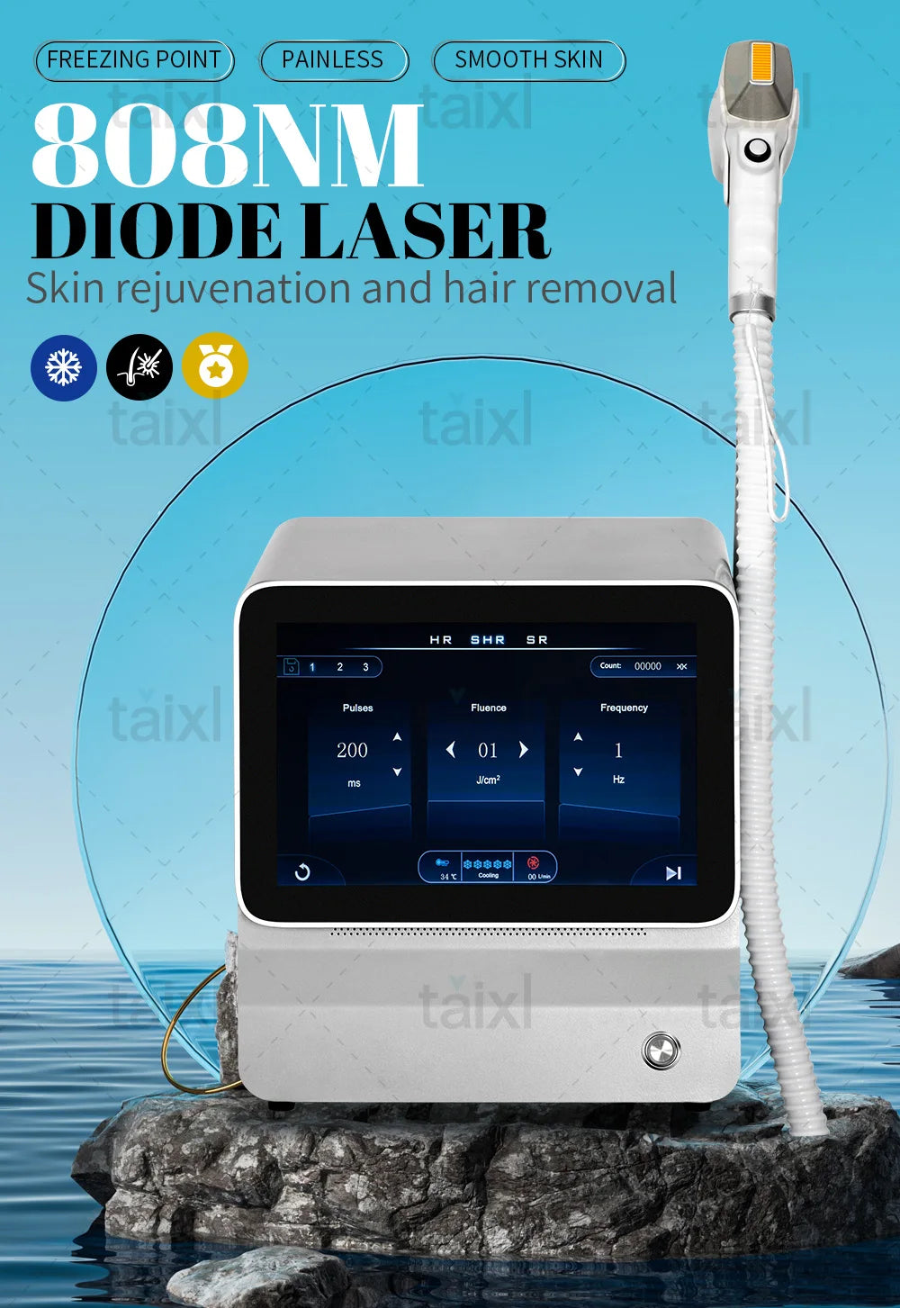Portable Titanium laser And Soprano Ice Hair Removal System With A power of 4000W Designed For Professional Performance