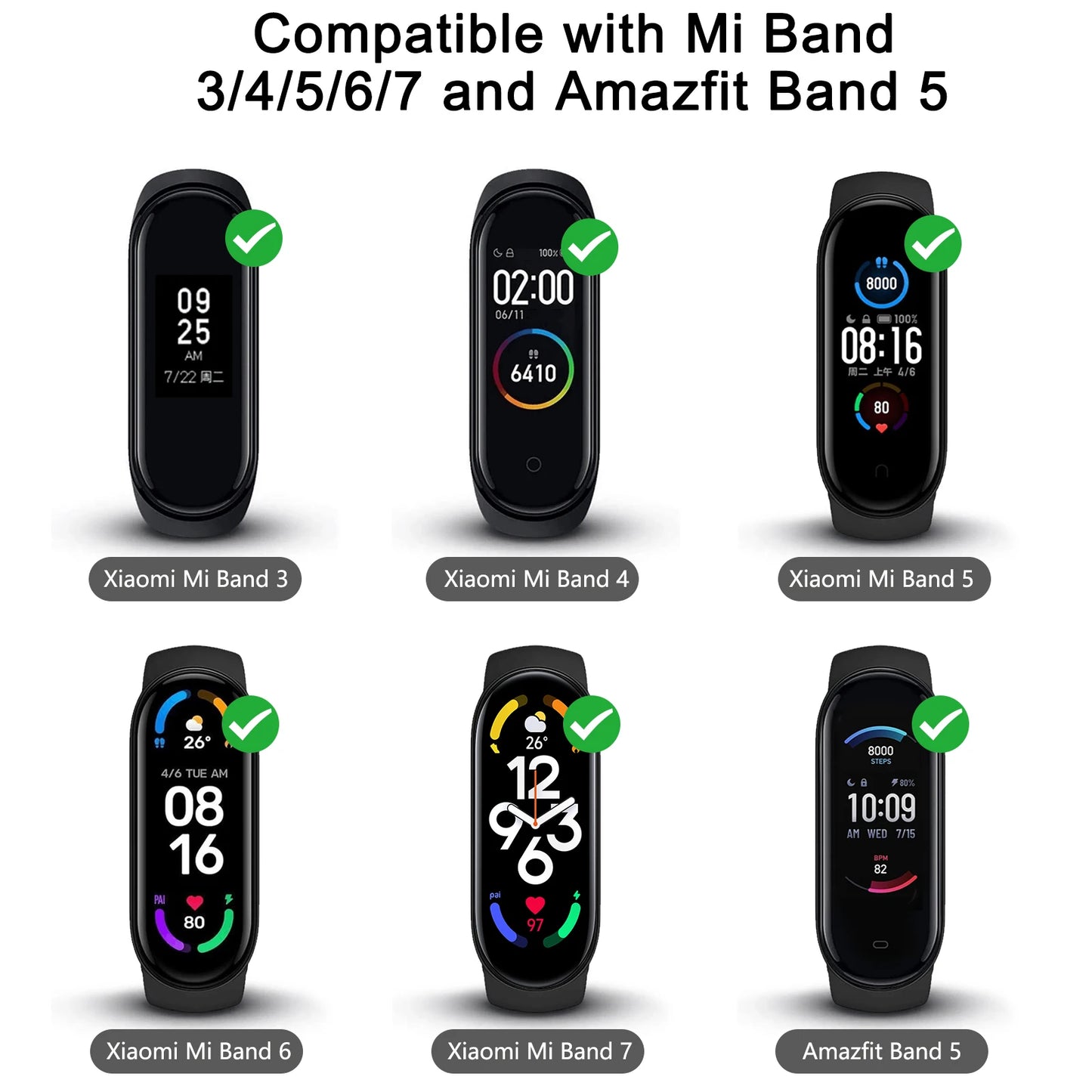 Braided Watchband For Xiaomi Mi Band 7 6 5 4 3 Strap Elastic Adjustable Wristband For Amazfit Band 5 Band Replacement Bracelet
