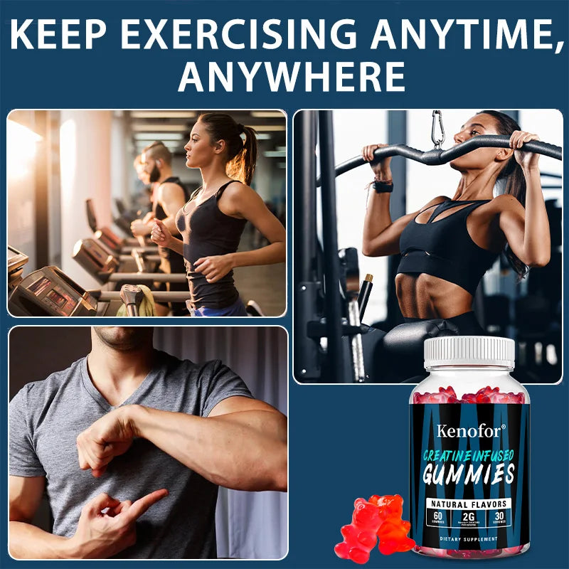 Creatine Gummies - Helps Increase Strength, Endurance, and Muscle Recovery, Improving Athletic Performance - 60 Gummies