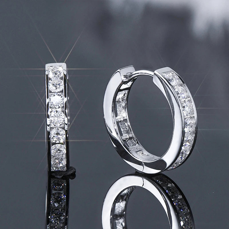 RAPRGOLD GRA Certified Moissanite Hoop Earrings for Women Men's Real S925 Sterling Silver Round Earring Jewelry Gifts orecchini