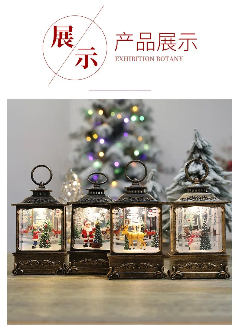 Lighted Christmas Snow Globe Lantern Battery Operated LED Night Light with Hook Christmas Tree Ornaments Gift Ideas