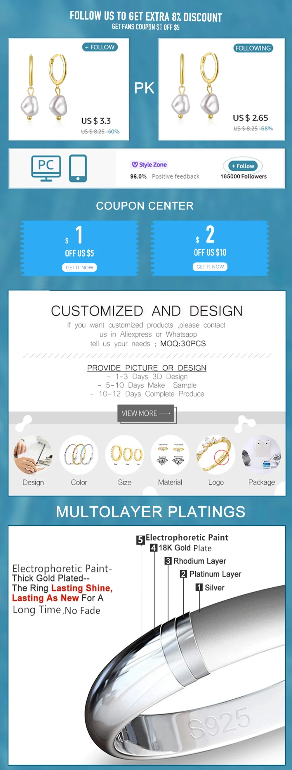 ROXI 925 Sterling Silver 3PCS Western Trend INS DIY Hoop Earring Stud Earring Set Women Exquisite Zircon Street Piercing Jewelry