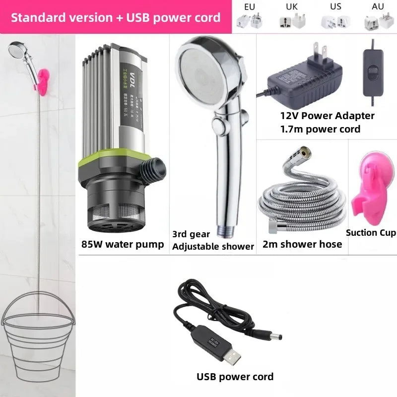 Electric Shower Portable Mobile Bath Machine Self Priming Pump Small Heater Hot Water Rod USB Can Be Connected To Mobile Power