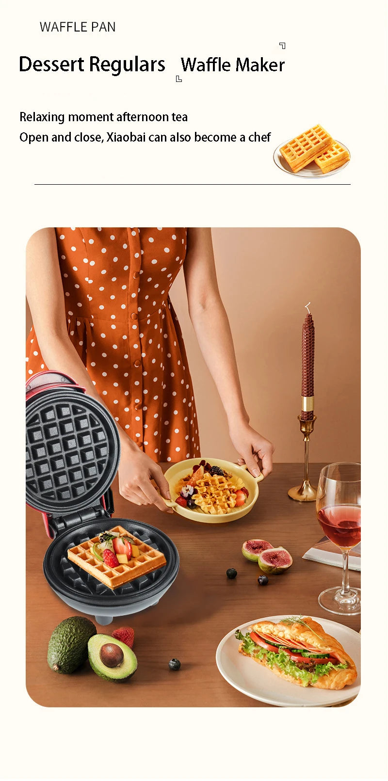 Electric Mini Color Waffles Maker Machine Kitchen Cooking Appliance for Kids Breakfast Dessert Pot Utensil Fried Eggs US EU PLUG