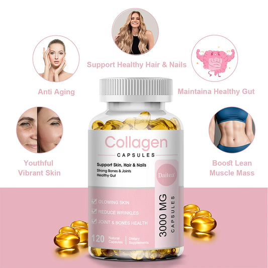 Powerful Hydrolyzed Collagen Capsules with Hyaluronic Acid Antioxidant Skin Hair Nails Health Promate Immune System