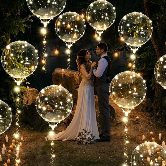 LED Colorful 10 Sets Of Colorful LED Light-Waving Bubble Balloons Helium Balloons For New Year, Birthday, Wedding, And Party Dec