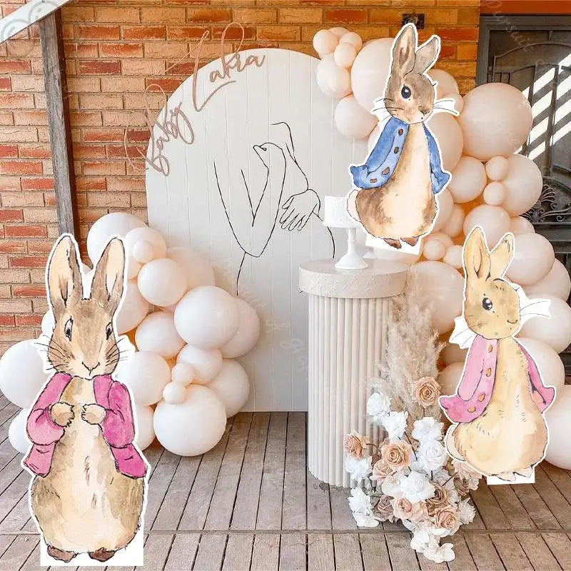 18/24/36inch Rabbit KT Board Jungle Safari Rabbits Cutouts for Baby Shower Birthday Backdrop Wedding Baptism Easter Party Deco