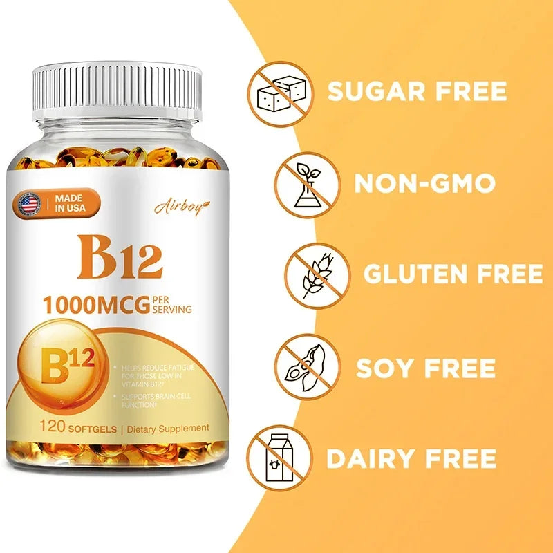 Vitamin B12 1000mcg - Benefits Brain & Heart Function, Memory, Learning, Helps Boost Natural Energy