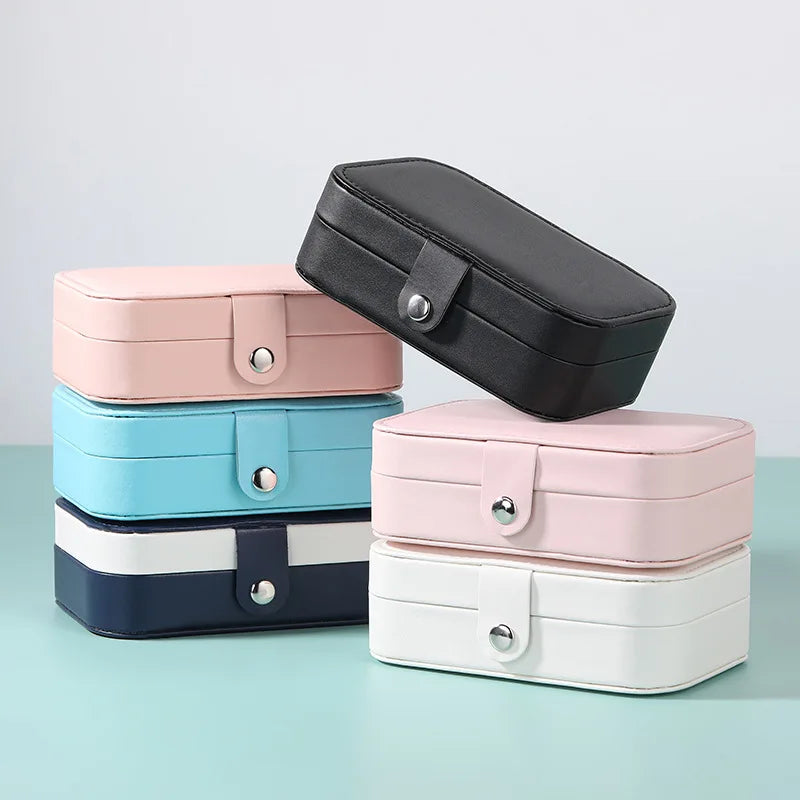 Portable Jewelry Box Jewelry Organizer Display Travel Jewelry Case Boxes Waterproof Leather Storage Zipper Jewelers Joyero