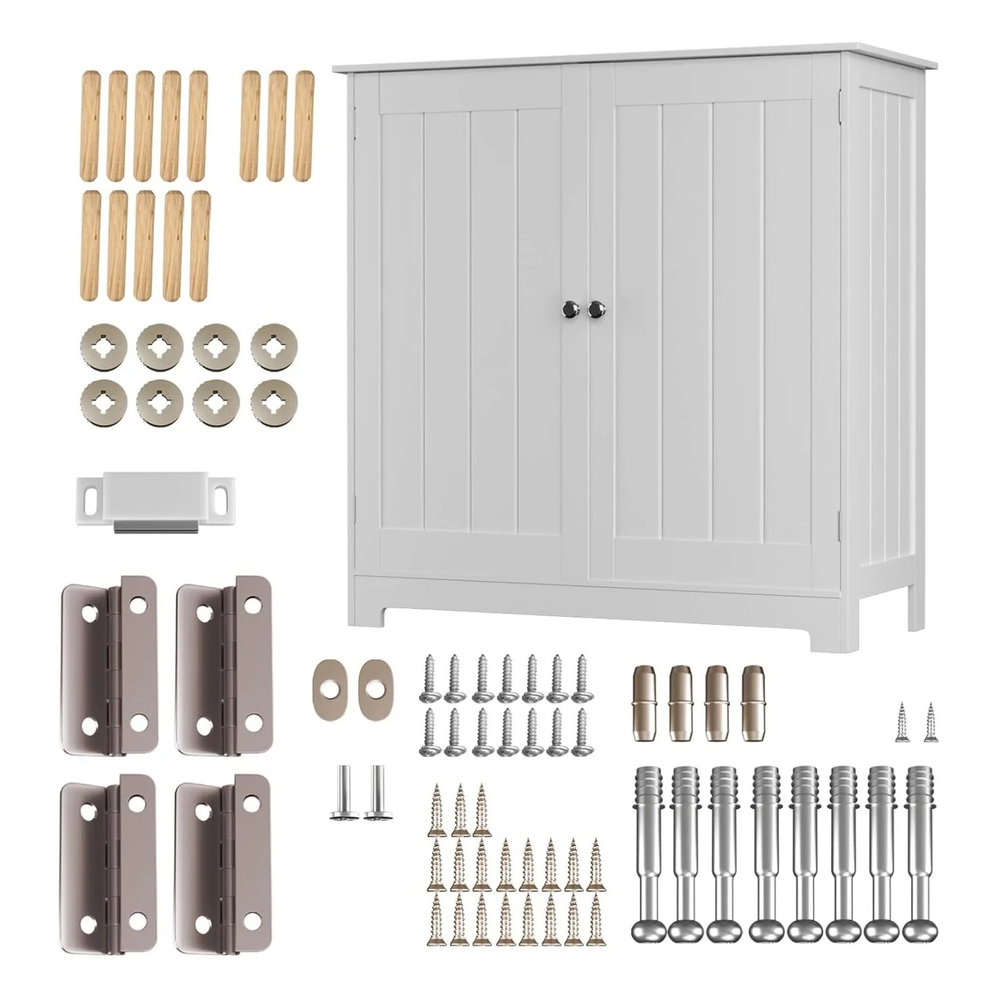 BRIEFNESS Washbasin storage cabinet White sink cabinet 2 door bathroom cabinet Adjustable shelves Base cabinet washbasin