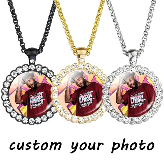 Custom Photo Necklace Lobster Chain Personalized Logo Necklaces Hip Hop Jewelry Gift for Women Men Anniversary Gift