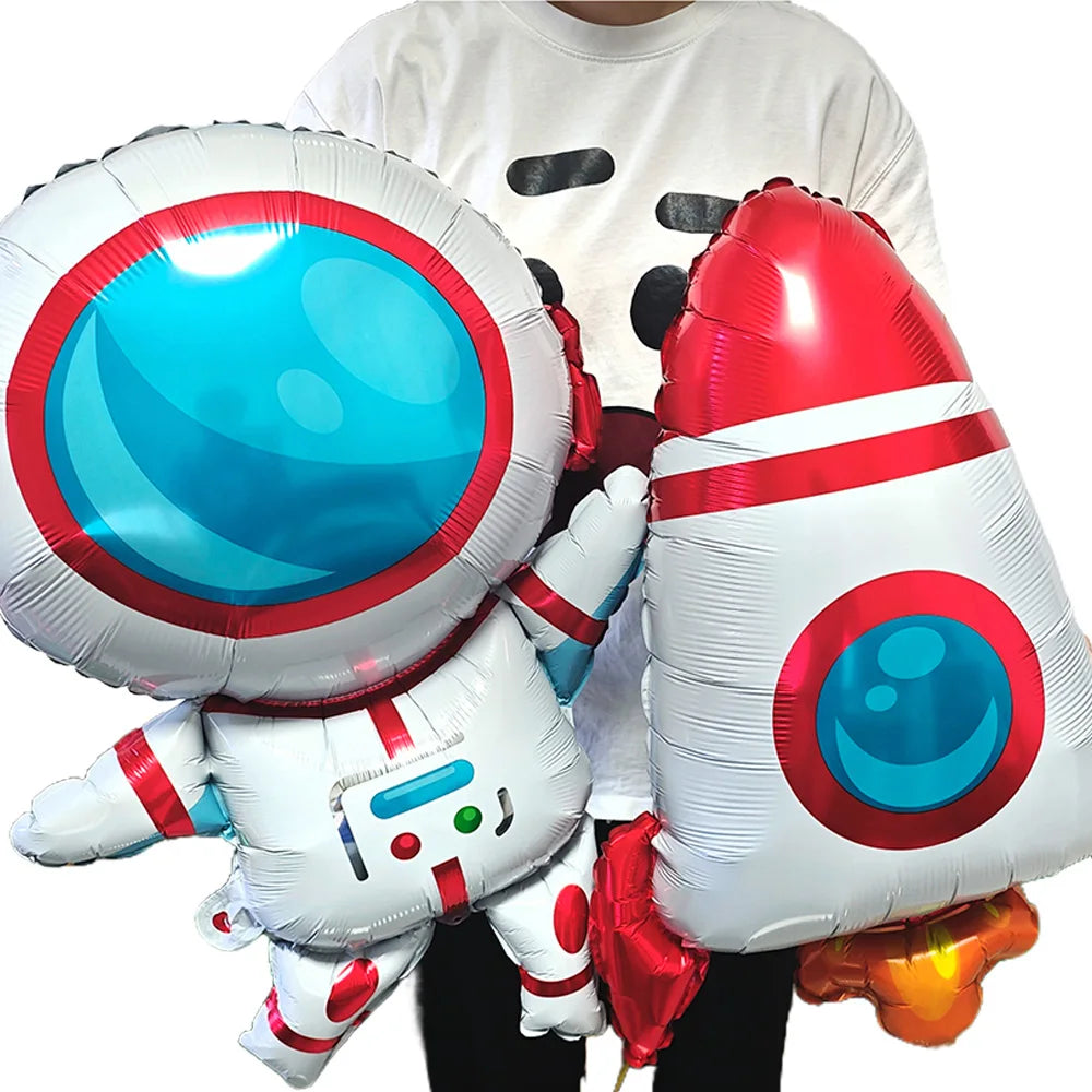 4D Spaceship Balloon 4D Standing Astronaut Ballon Large Space Shuttle Inflate Balloon for Rocket Birthday Decoration Baby Shower
