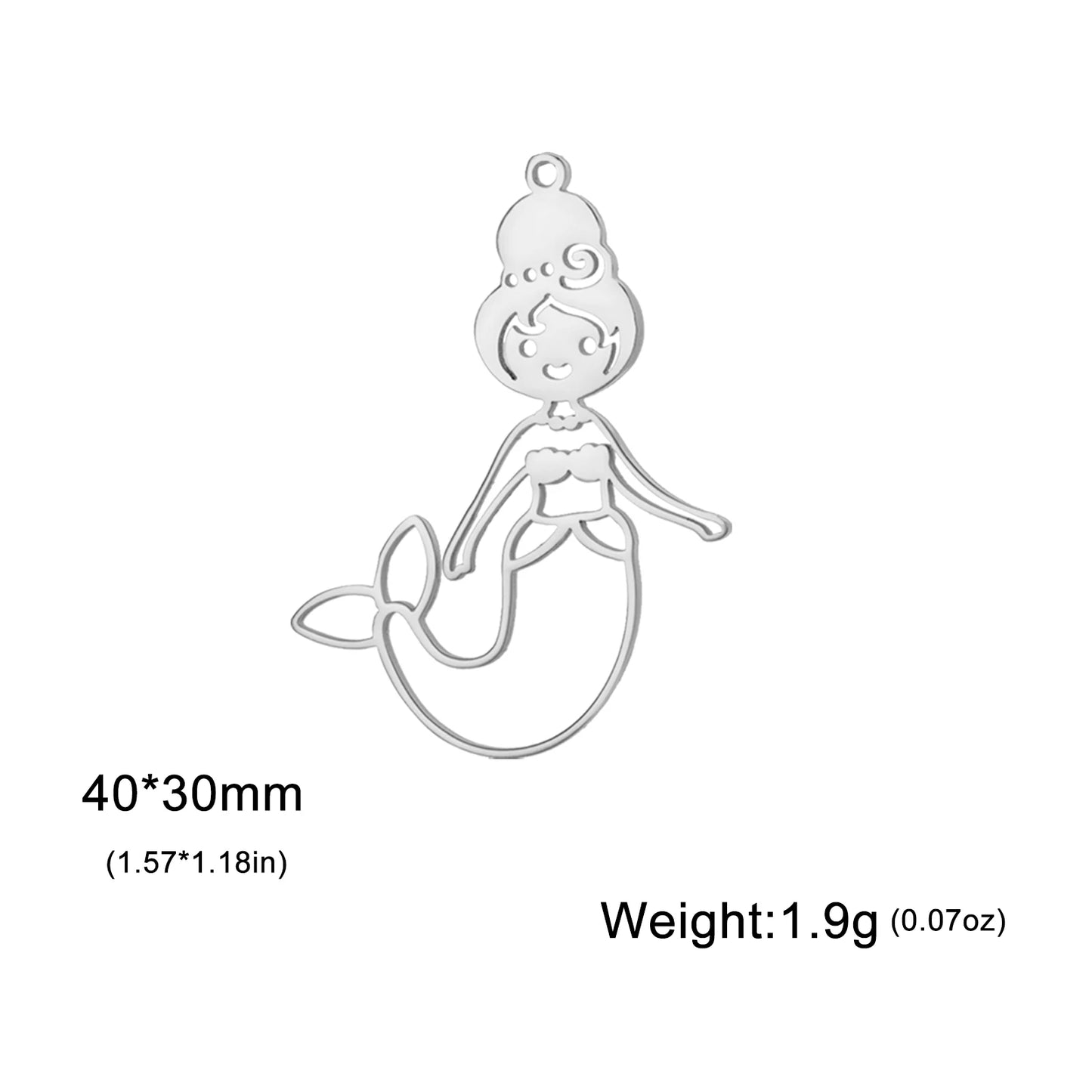 EUEAVAN 1pc Mermaid Stainless Steel Pendant Ocean Sea Fish Tail Charms Necklace Earrings Jewelry Making Accessories Wholesale