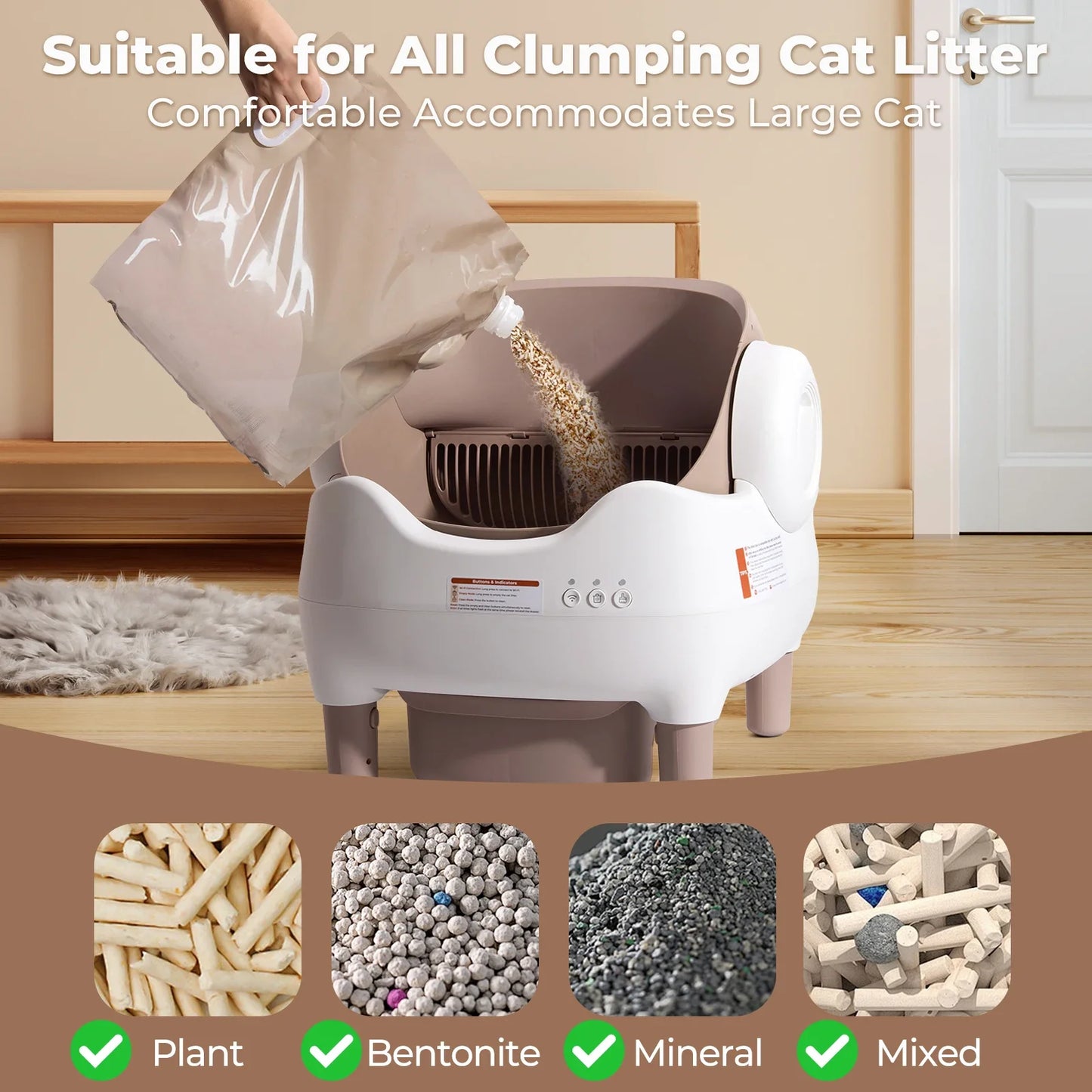 PetPivot Autoscooper 11 Open-Top Self-Cleaning Cat Litter Box，Odor-Free Waste Disposal includes Trash Bags