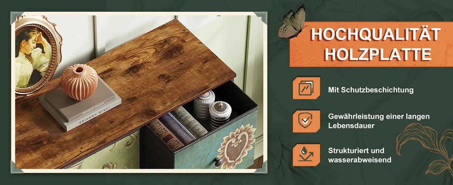 Chest of Drawers with 9 Fabric Drawers, TV Cabinet, Sideboard with Fabric Drawers, Drawer Cabinet for Kitchen Office Hallway