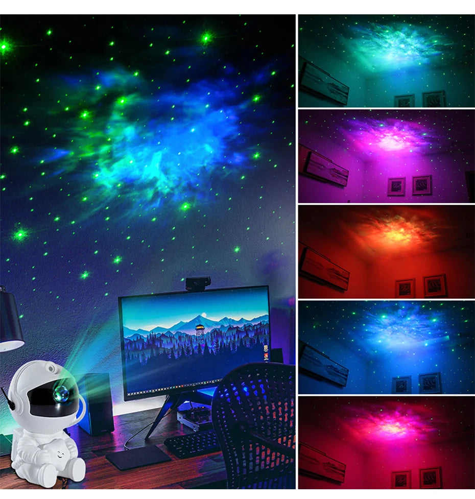Creative Astronaut Star Projection Night Light 2025 New Colorful Star Sky Atmosphere Lamp Ideal Birthday Gift for Kids Adults