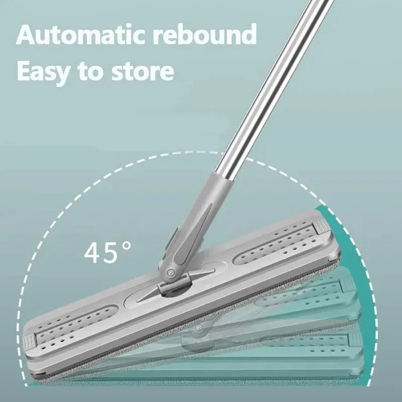 White Hand Free Flat Floor Mop Bucket Set For Professional Home Floor Cleaning System With Washable Microfiber Pads