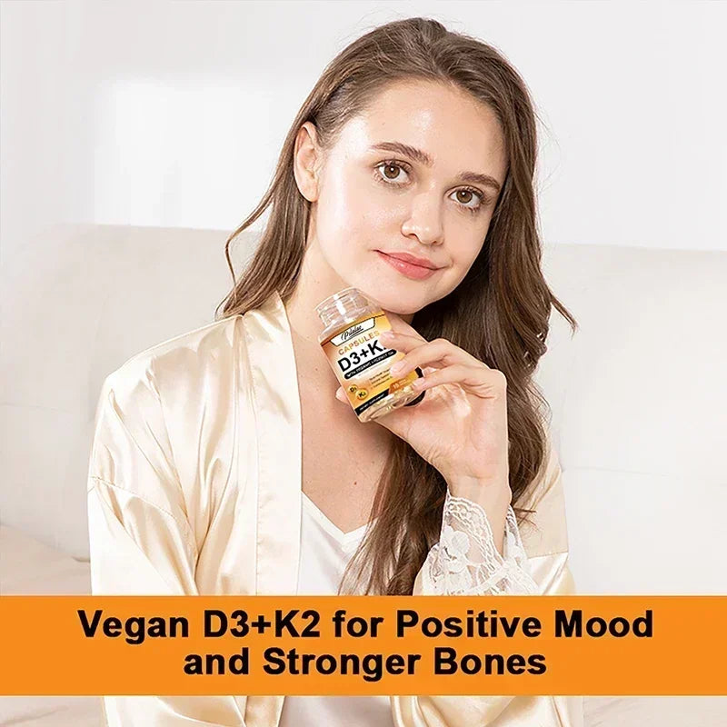 Vitamin D3 + K2 Supplement - Promotes Strong Bones, Calcium Absorption, Teeth, Heart, Cardiovascular Health