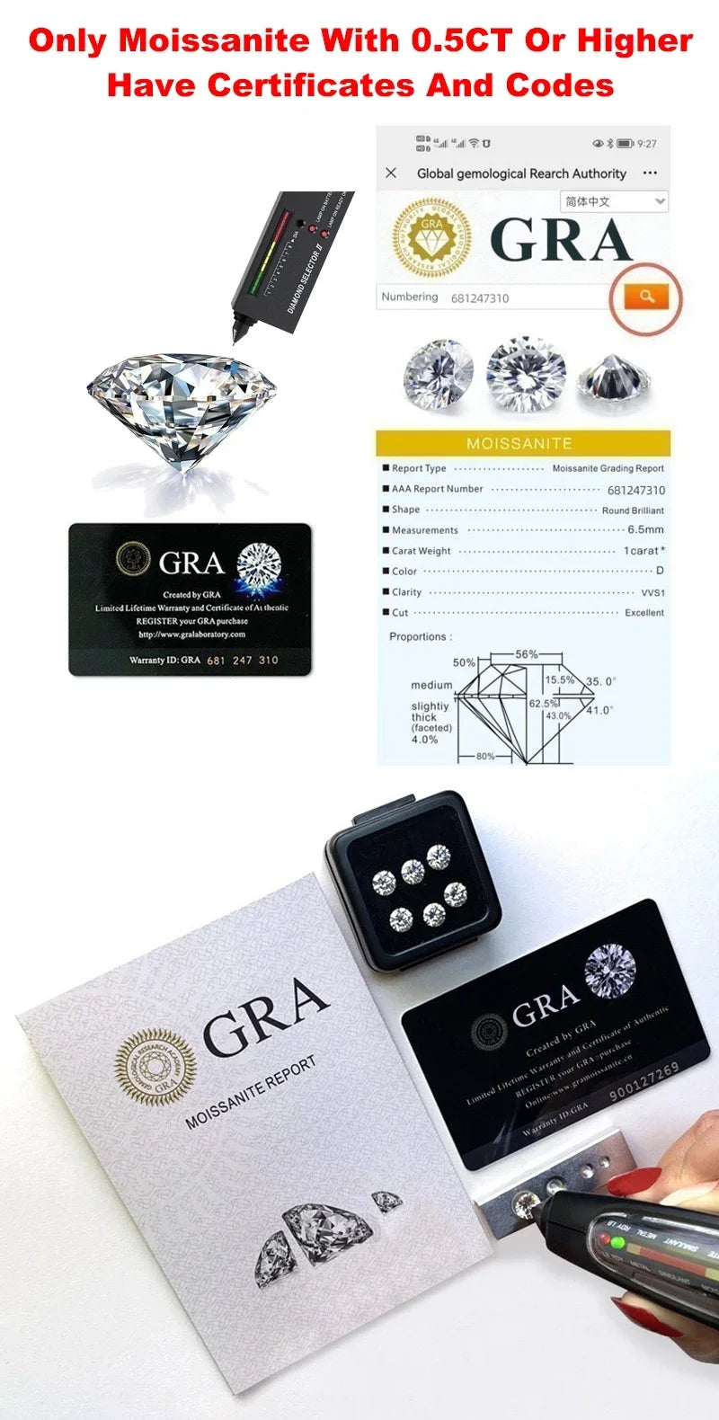 1CT Pass Tested GRA certified Moissanite Pendant Necklace for Women Sterling 925 Silver Lab-created Diamond Pendant with O-chain