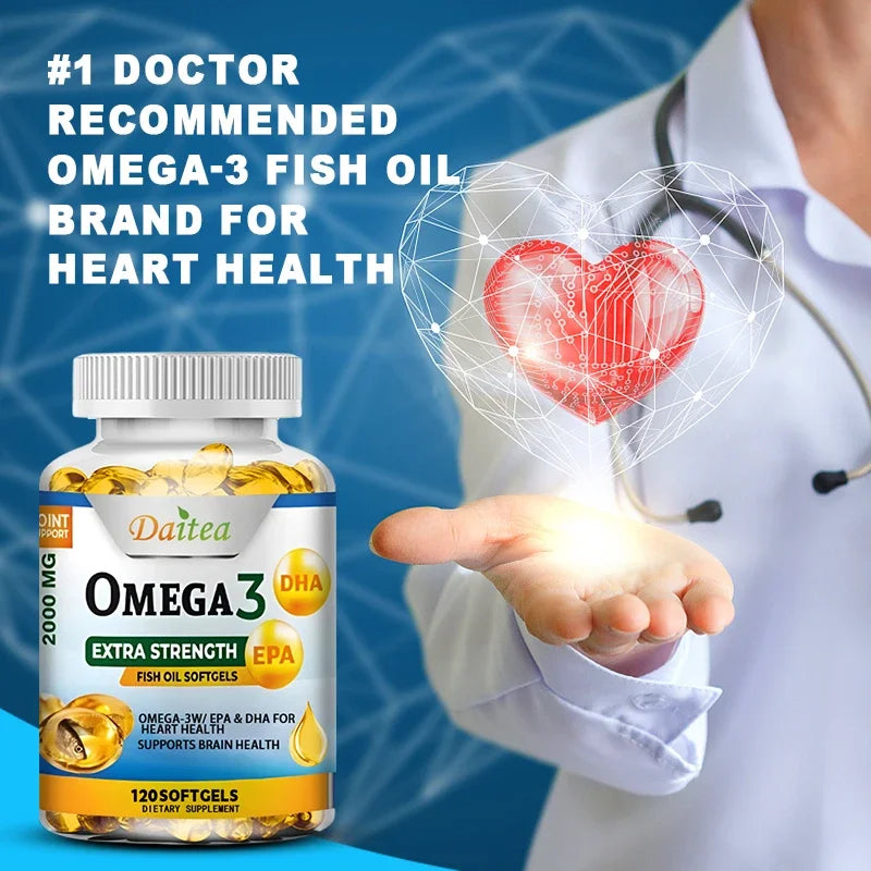 Strength Omega-3 Fish Oil - Rich in DHA & EPA - Support Brain & Nervous System Health, Cardiovascular & Skin Health, Non-GMO