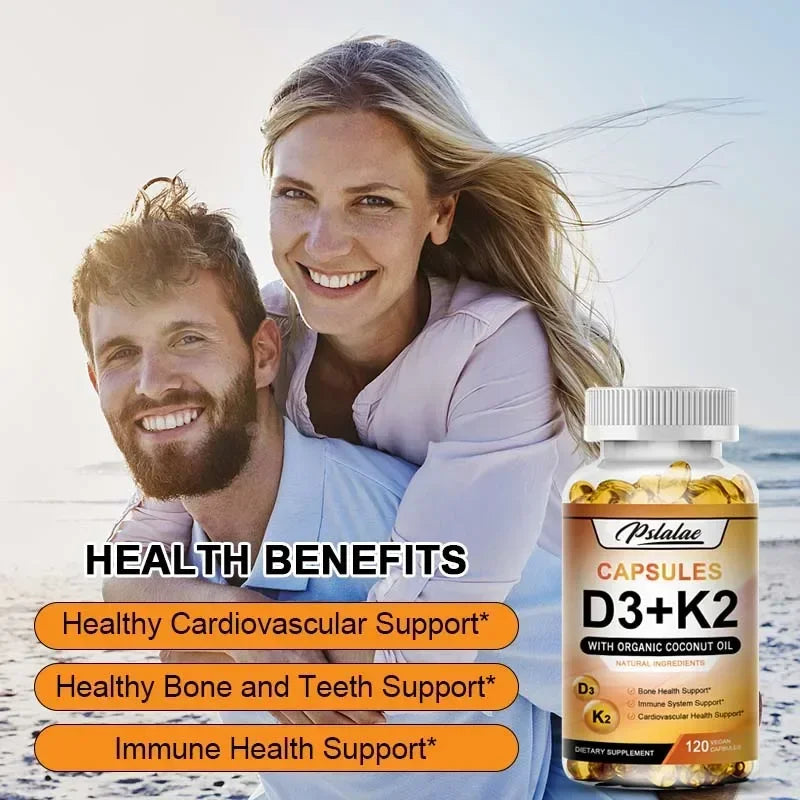 Vitamin D3 + K2 Supplement - Promotes Strong Bones, Calcium Absorption, Teeth, Heart, Cardiovascular Health