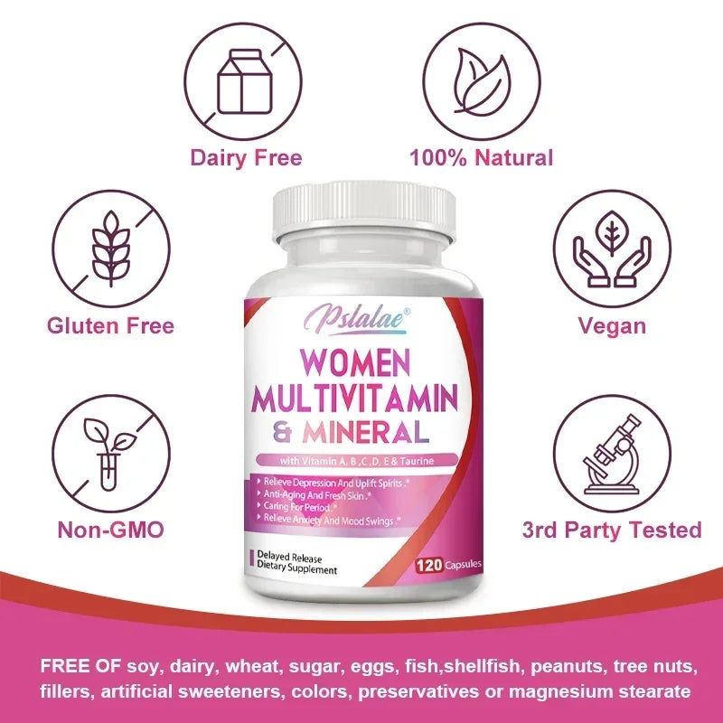 Women's Multivitamins & Minerals - Enhances Energy Levels, Anti-aging, Promote Healthy Hair, Skin and Nails