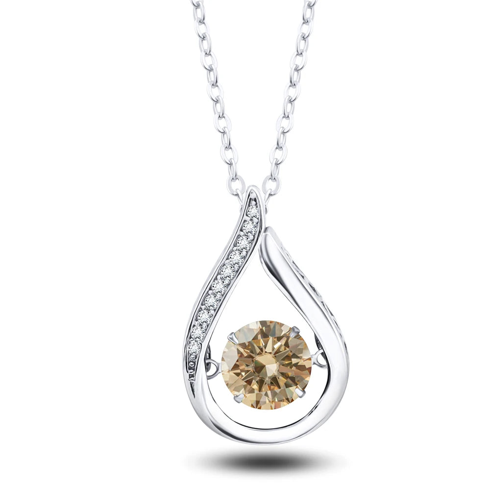 1CT Pass Tested GRA certified Moissanite Pendant Necklace for Women Sterling 925 Silver Lab-created Diamond Pendant with O-chain