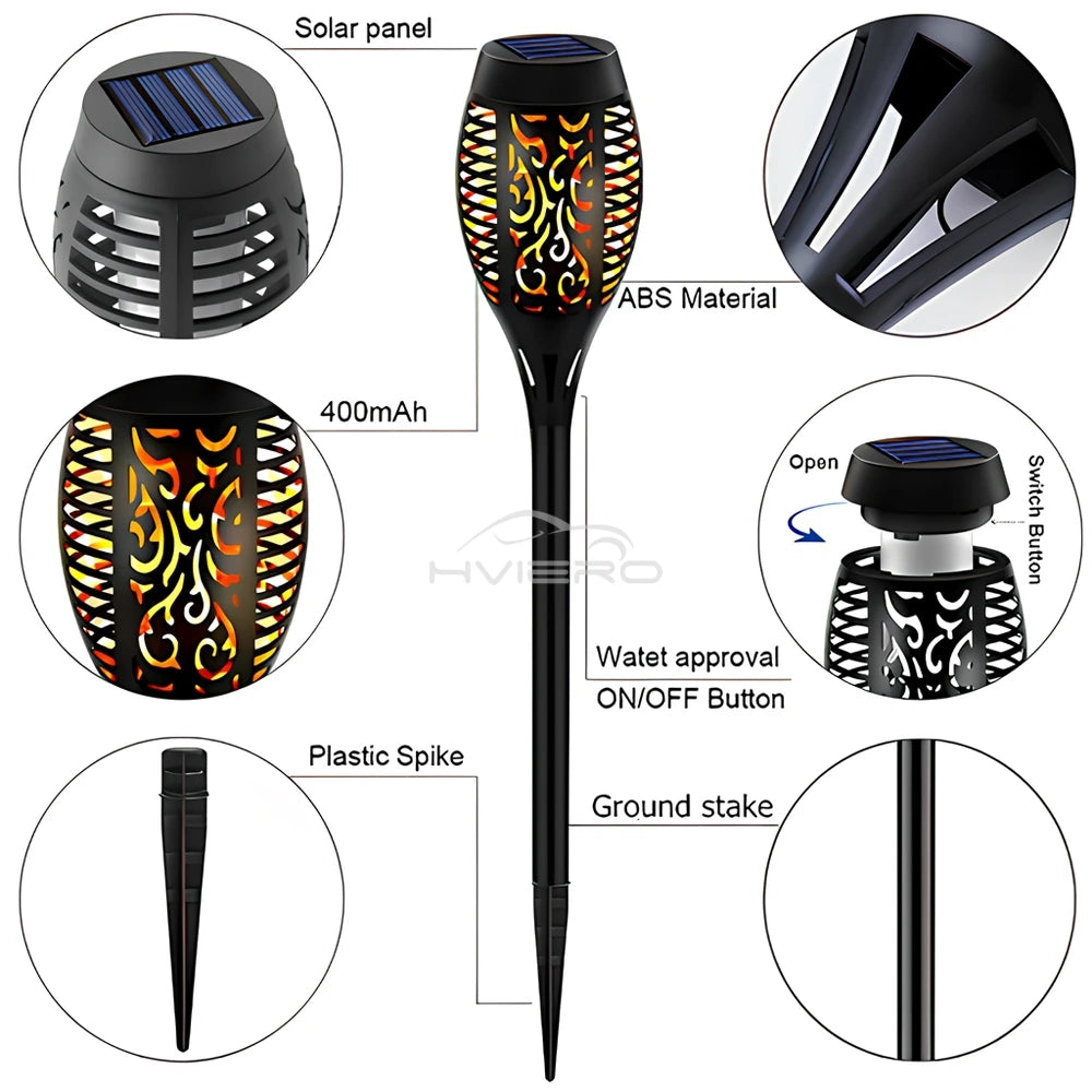 12LED Solar Flame Light Outdoor Waterproof 12LEDs Torches Landscape Lamp For Outdoor Courtyard Garden Yard Halloween Decorations