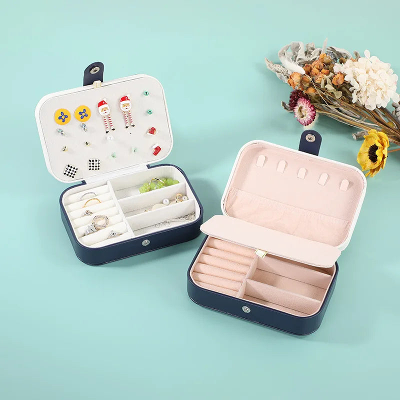 Portable Jewelry Box Jewelry Organizer Display Travel Jewelry Case Boxes Waterproof Leather Storage Zipper Jewelers Joyero