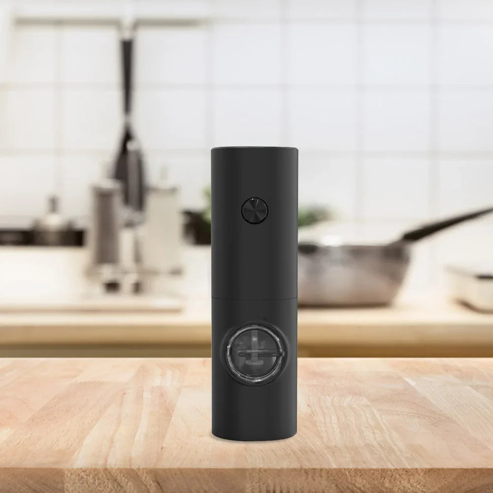 Electric Pepper And Salt Grinder Set Battery Powered With Stylish Base Automatic Pepper Grinder LED Light  Adjustable Thickness