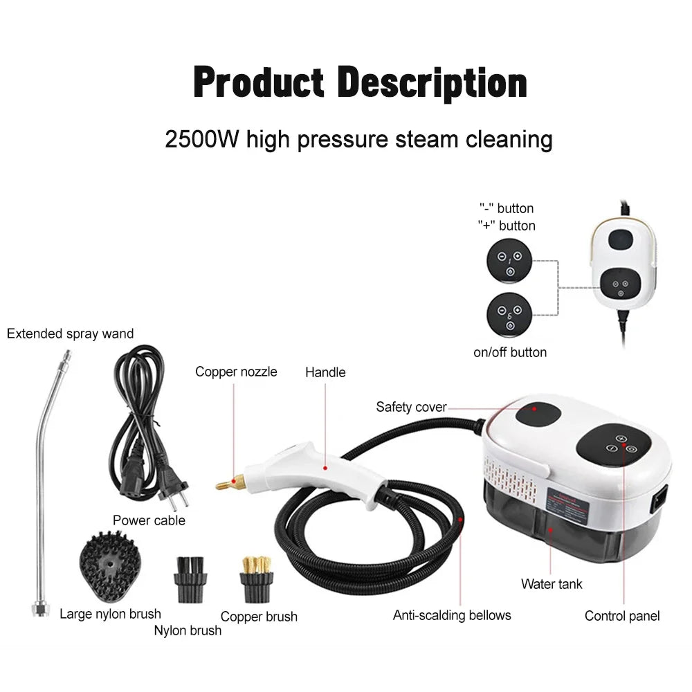 Steam Cleaner High Temperature Sterilization Air Conditioning Home Appliances Kitchen Hood Car Steam Cleaners US/EU Plug 2500W