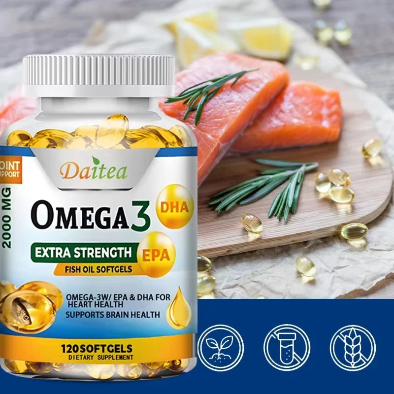 Fish Oil Omega 3 Supplement, Fatty Acid Softgels, Joint, Brain and Heart Health Supplement