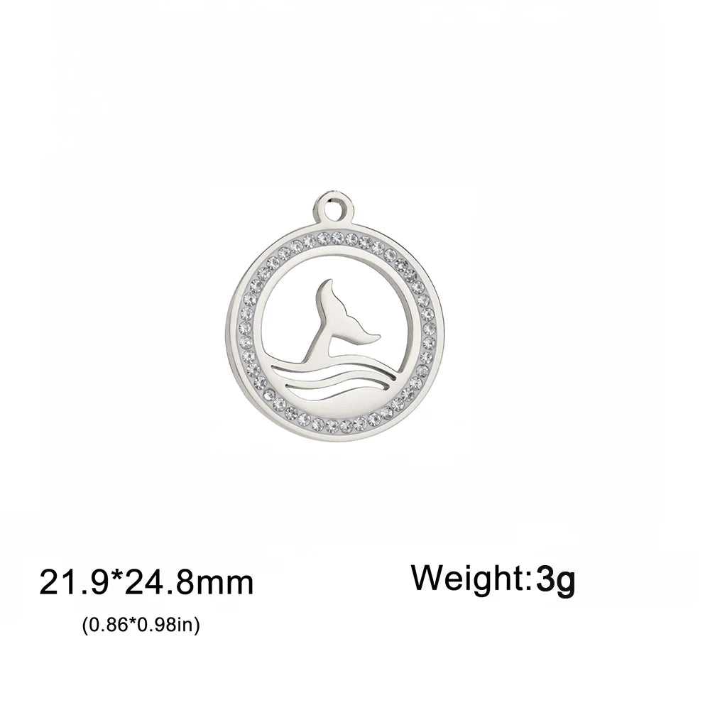 EUEAVAN 1pc Mermaid Stainless Steel Pendant Ocean Sea Fish Tail Charms Necklace Earrings Jewelry Making Accessories Wholesale