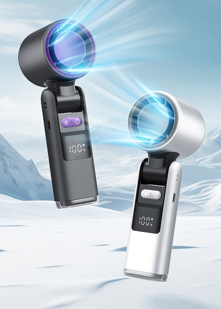 Mini Ice Cold Fan Outdoor Foldable Handheld Fan Mini Cooling Rechargeable 3600mAh 199-level Free Control High Speed Turbo Fan