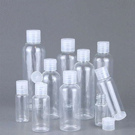 Travel Bottles 15ml 30ml 50ml 100ml 150ml 200ml 250ml 500ml Lotion Bottle Clear Plastic PET Vial Flip Top Cosmetic Container - AmoorStoreAmoorStore
